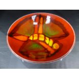 Poole Pottery Delphis bowl shape no 56 with an abstract butterfly design to inner. Diameter approx