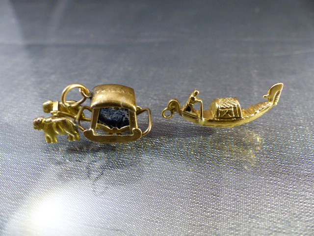 Two Gold Charms - (1) Stamped 'Portugal and Masira in the form of a covered sled pulled by two Ox - Image 6 of 6