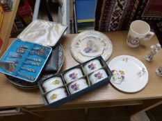 Small collection of china to include three plates, one commemorating Victoria Diamond Jubilee