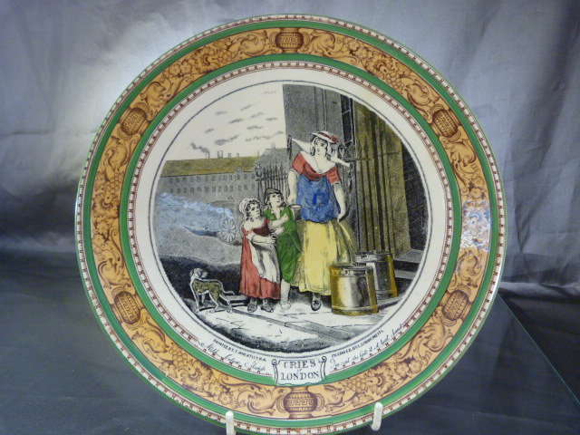 Set of 11 wall plates depicting the 'Cries of London' Some with extensive damage. - Image 3 of 21