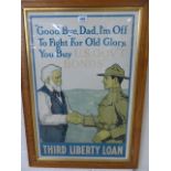 An American WWII poster "Goodbye, Dad, I'm off to fight for Old Glory. you buy U.S Govt Bonds",