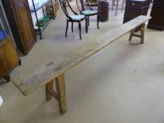 9ft Long Antique pine stick leg bench