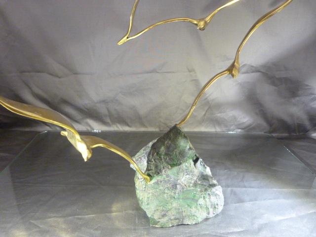 Unusual figure group of Brass Seagulls on a dark Rock by Thomas Blakemore Ltd - Image 7 of 7