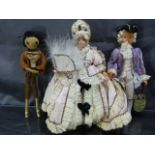 Two French Souvenir dolls by Marie Elizabeth Perret of Lady Antoinette and Louis XVI along with