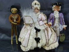 Two French Souvenir dolls by Marie Elizabeth Perret of Lady Antoinette and Louis XVI along with
