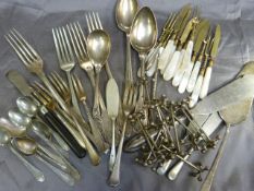 Selection of Low Grade silver cutlery (100) (90) along with a set of 12 knife rests along with a set