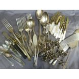 Selection of Low Grade silver cutlery (100) (90) along with a set of 12 knife rests along with a set