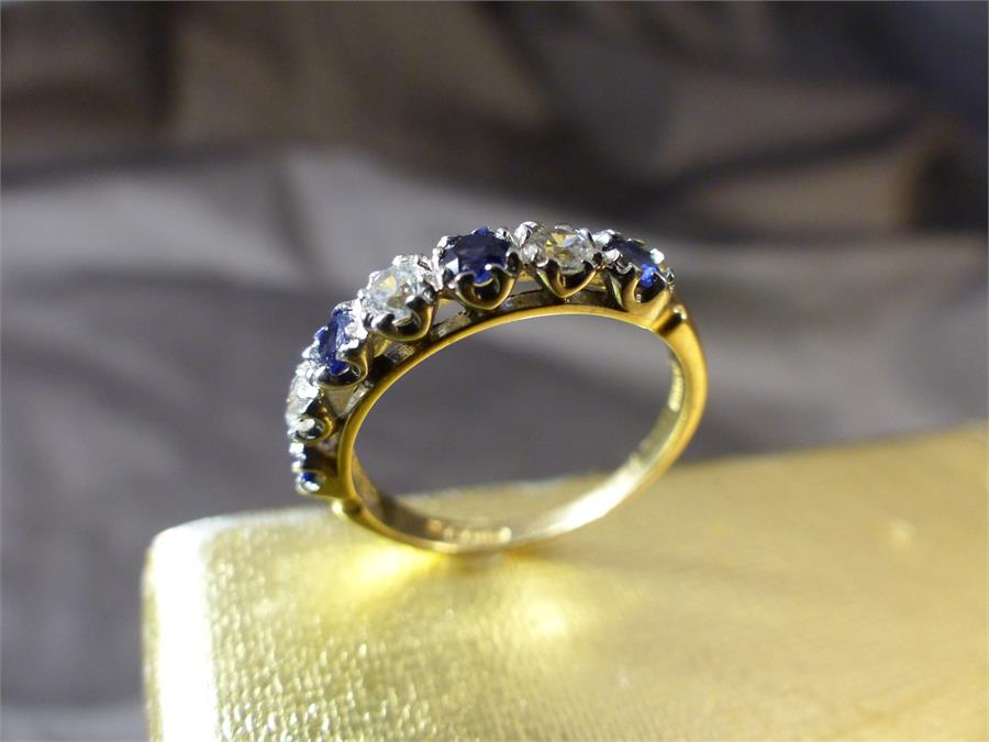3 Size UK - 'M' and USA - '6' Dress Rings. (1) 14K Sapphire and CZ 3 stone Ring. (2) 14K Sapphire - Image 4 of 6