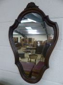 Mahogany framed shield mirror