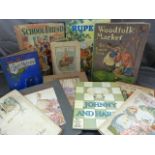 Collection of childrens books to include Rupert by the Daily Express, Johnny and Harry by Blackie