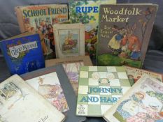 Collection of childrens books to include Rupert by the Daily Express, Johnny and Harry by Blackie