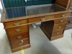 Mahogany Kneehole Arts and Crafts style desk in the Waring and Gillow Style with Legge Locks. Each