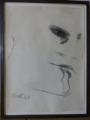 DAME ELISABETH FRINK (1930-1993) 'Head', 1965. Signed and dated 1965. Charcoal. Approx 76cm x