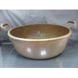 Large copper and brass cooking pan (unmarked) Diameter - approx 40cm