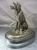 Antique bronze of a hunting dog possibly an Irish Setter.