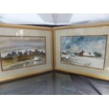 Geoff Bartlett - Pair of watercolours of winter Landscapes both signed in lower corners