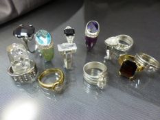 Thirteen costume rings to include some silver (Mostly M&S), also to include a quantity of
