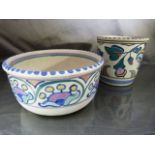 Collard Honiton Pottery - Unusual bowl with a Jacobean pattern inside the base of the bowl and an