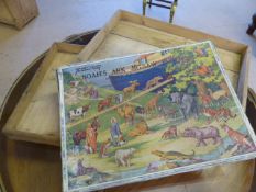 Chad Valley wooden puzzle of Noah's ArK - complete in original cardboard box and Wooden packaging