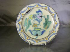 Collard Honiton Side Plate on a white clay. C.1930's the plate is handpainted and decorated in the