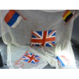 Early Lacework cloth depicting all the flags from countries at War - Union jack to middle and to