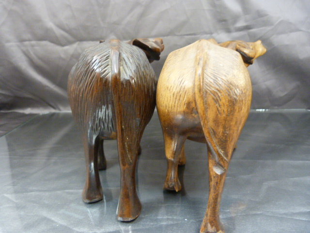 Carved African Hardwood - To include two carved water Buffalo one bearing label Mabuhay Treasure - Image 13 of 14
