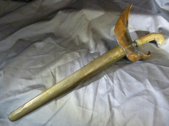 Kris Dagger - Possible early Sumatra Knife with wavy iron blade. Leading to a silver coloured