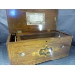 Fine Example of a Larger Victorian Bremond Musical box c1870's. Rosewood outer case is inlaid with
