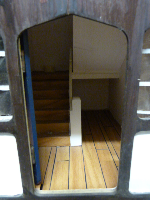 A Triang 'Stockbrokers' Tudor style dolls house, 1930s, grey painted triple apex roof, three - Image 5 of 7