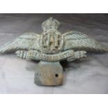 RAF Car badge with screw fittings for the Radiator bearing the words to flag 'Per Ardua Ad Astra'.