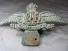 RAF Car badge with screw fittings for the Radiator bearing the words to flag 'Per Ardua Ad Astra'.