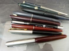 Small collection of fountain pens to include Shaeffer, Parker and Osmiroid