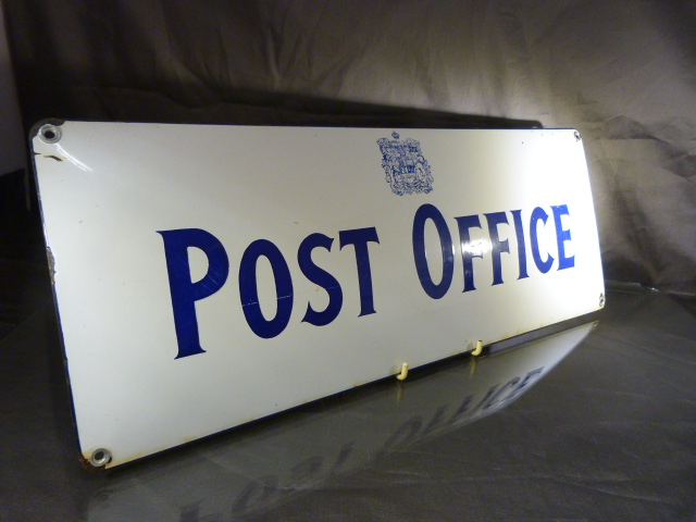 Vintage style Post Office Enamel Sign bearing Royal Coat of Arms above. - Image 4 of 10
