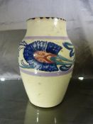 HONITON POTTERY - Small attractive vase in the De Morgan Pattern. Band of foliate drawings on a