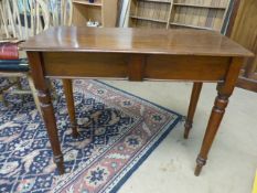Antique mahogany console table with hidden drawer to side