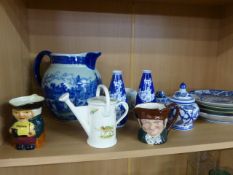 Oriental china - Imari dish, blue and white sunderland style jug, pair of blue and white bud vases