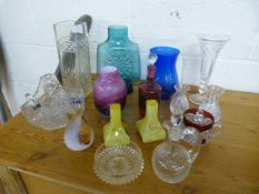 Collectable Glassware - Collection of coloured glassware to include Victorian cranberry glass