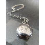 An Edwardian silver sovereign case on silver chain, by Alfred Wigley, Birmingham 1904. Total