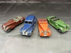 Four Vintage Dinky Cars all with original numberplates - To include Dinky Lagonda, Sumbeam-Talbot,