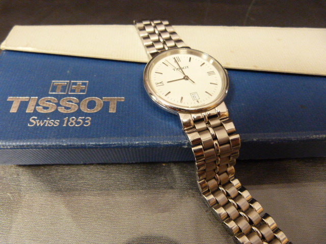 Tissot Stainless steel wrist watch in original case, water resistant up to 30m. In need of a new - Image 2 of 4