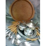 Mid Century style stainless steel Old Hall tea set of angular form with original marked circular