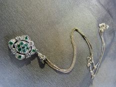 Silver 925 Pendant set with 11 small emeralds, measuring approx 27.25mm (including Bale) x 15.75mm