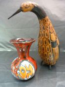 Gourd in the form of a Bird Maraca, and a piece of souvenir pottery from Gaeta Italy