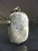 Hallmarked silver Vesta Case with engraved all over Acanthus leaf decoration, match striker to