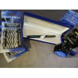 Waterman Roller ball pen and various ink cartridges and Quink refills