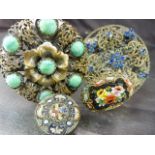 Four vintage brooches - (1) Czechoslovakian circular approx 55mm in diameter, 1940's set with blue