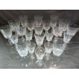 Part suite of Modern moulded glasses (22) pieces over two shelves