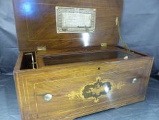 Fine Example of a Larger Victorian Bremond Musical box c1870's. Rosewood outer case is inlaid with