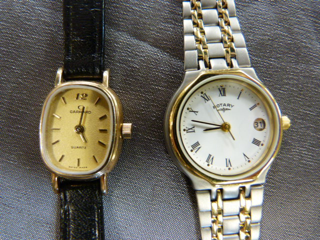 9ct Gold cased watch by Garrard in original case and outer box along with a ladies Rotary Gold - Image 3 of 4
