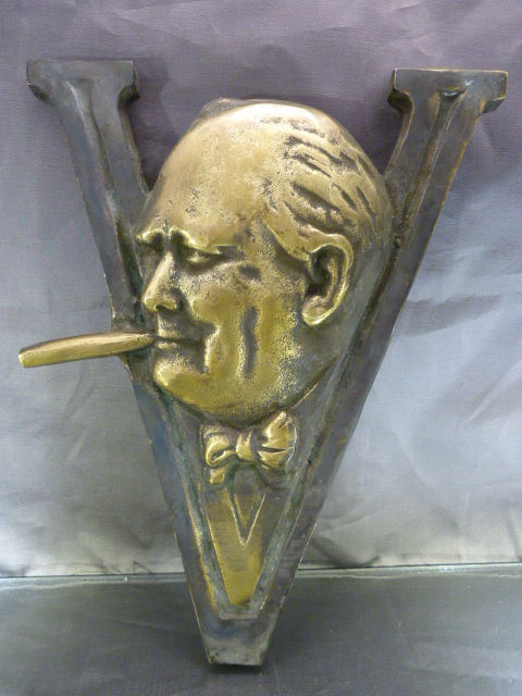 Interesting Brass Winston Churchill Victory commemorative wall plaque